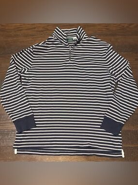 Vintage J Crew Sweater Mens XL Blue Striped 1/4 Zip 80s Heavy Knit Pullover Vtg